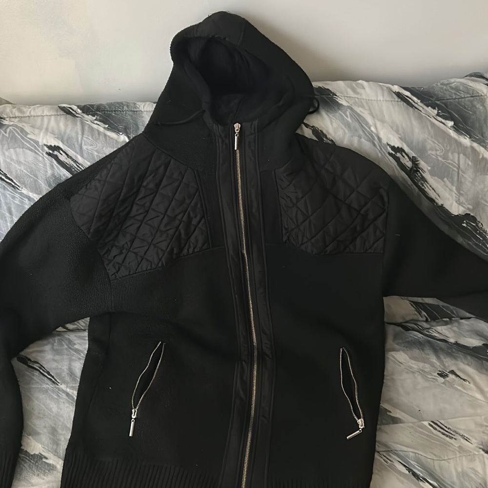 SilverSilk Full Zip Fleece Fur Lined Hoodie Sweater Jacket Black 4X